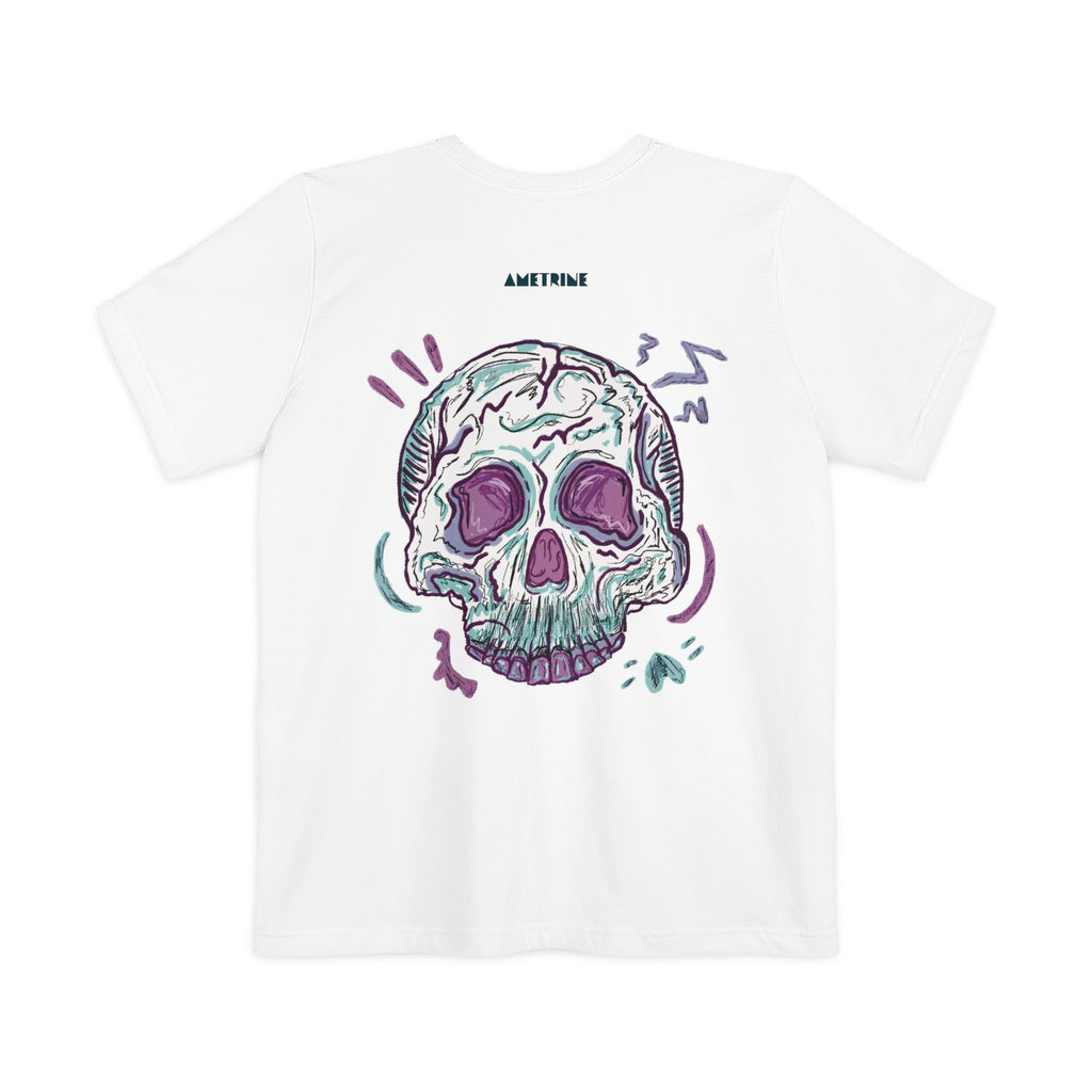 Sketched Neon Skull Pocket T‑Shirt — Gothic Streetwear Graphic Tee