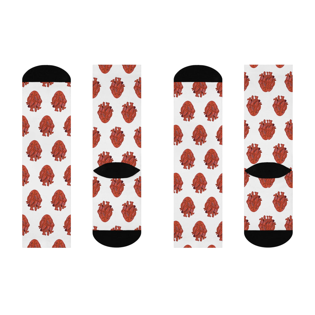 Anatomical Heart Crew Socks — Cushioned Graphic Socks for Medical Students & Heart Enthusiasts