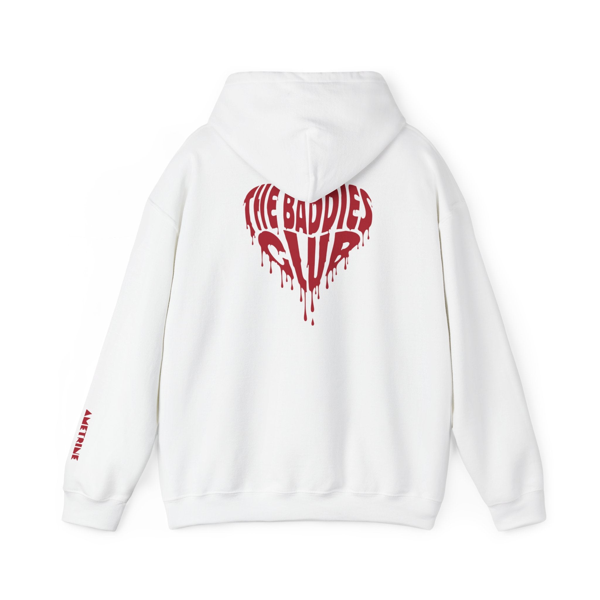 Hoodie — Dripping Heart "The Baddies Club" Graphic with Sleeve Text