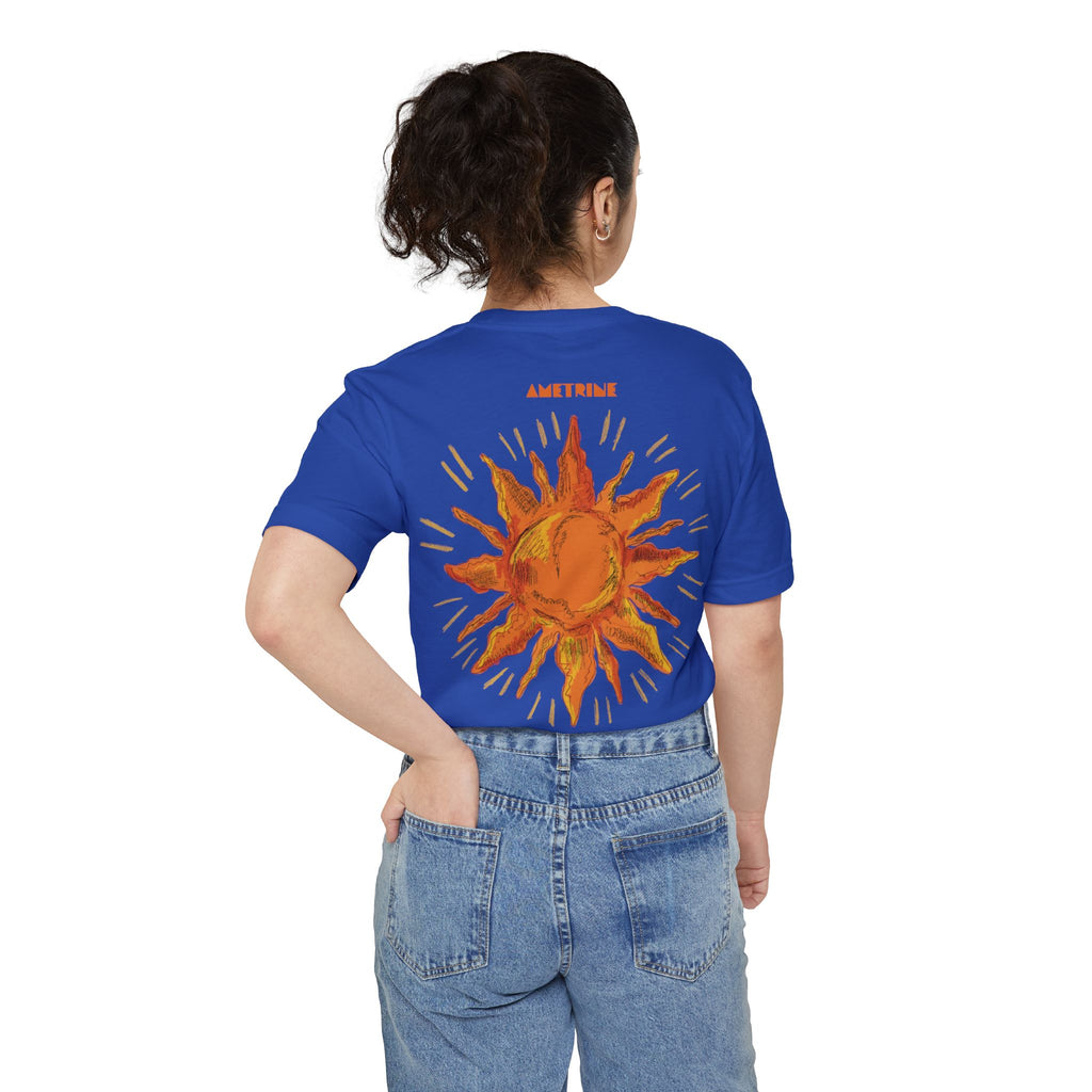 Sunburst Pocket T-Shirt — Retro Orange Sun Graphic Tee