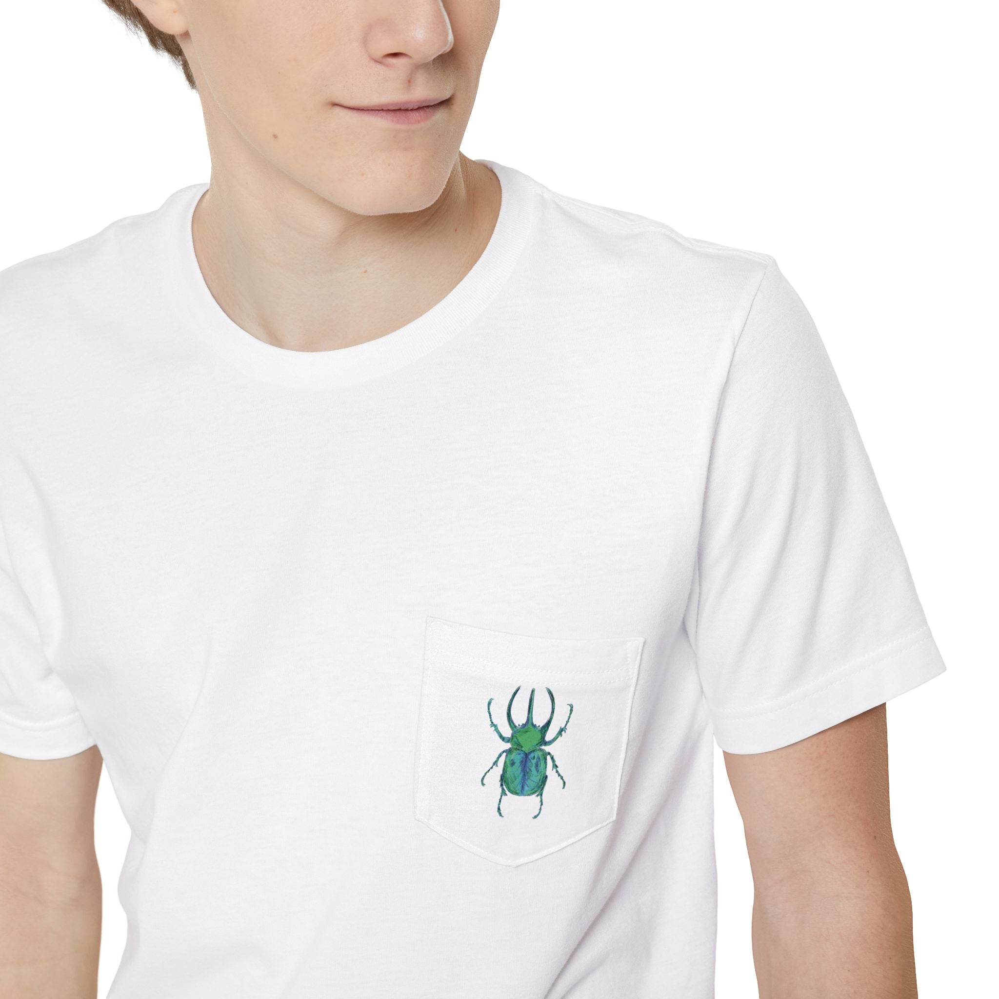 Beetle Pocket T-Shirt — Green Scarab Graphic Tee