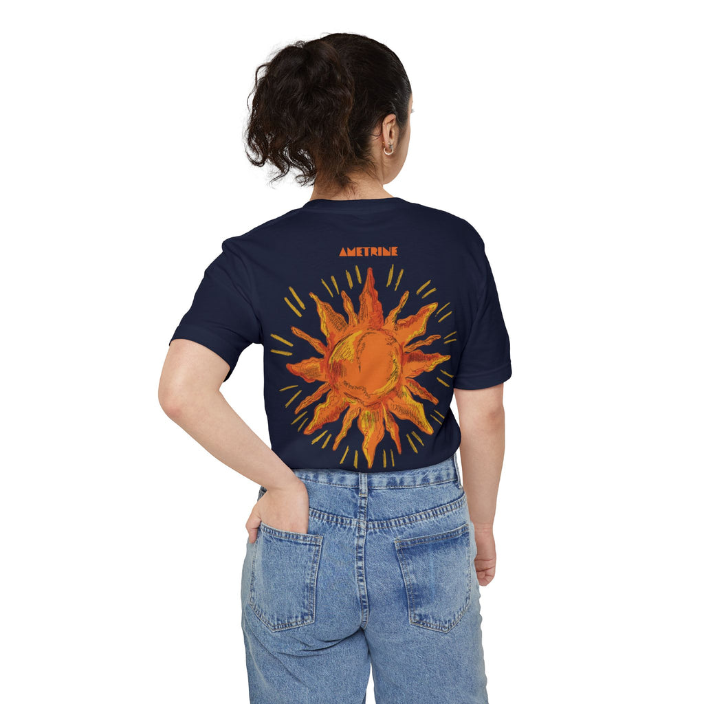Sunburst Pocket T-Shirt — Retro Orange Sun Graphic Tee