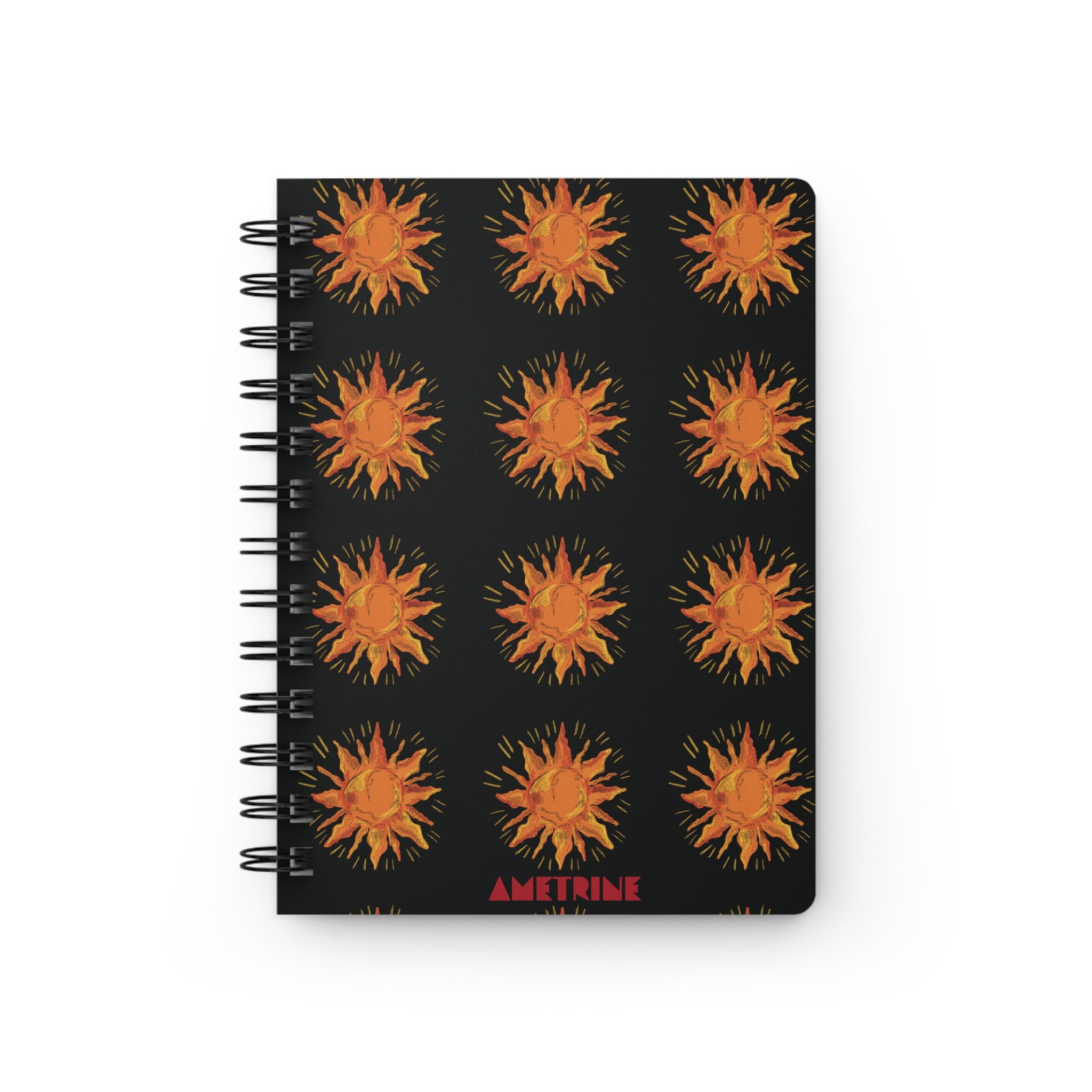 Spiral Notebook — Orange Sunburst Pattern Journal (Ametrine)