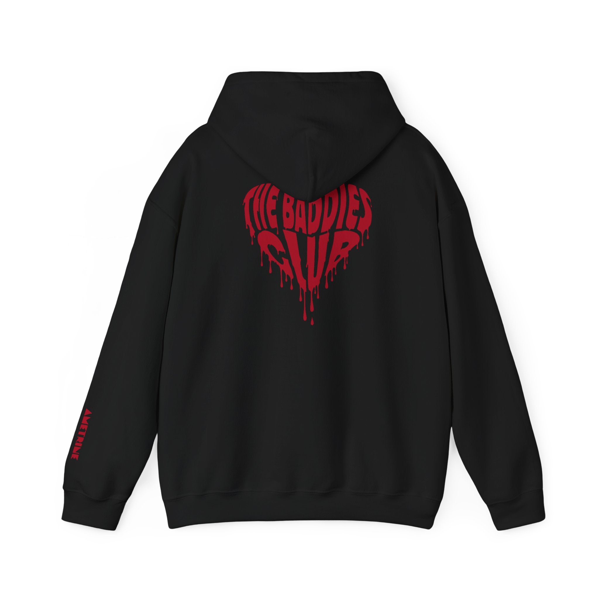 Hoodie — Dripping Heart "The Baddies Club" Graphic with Sleeve Text