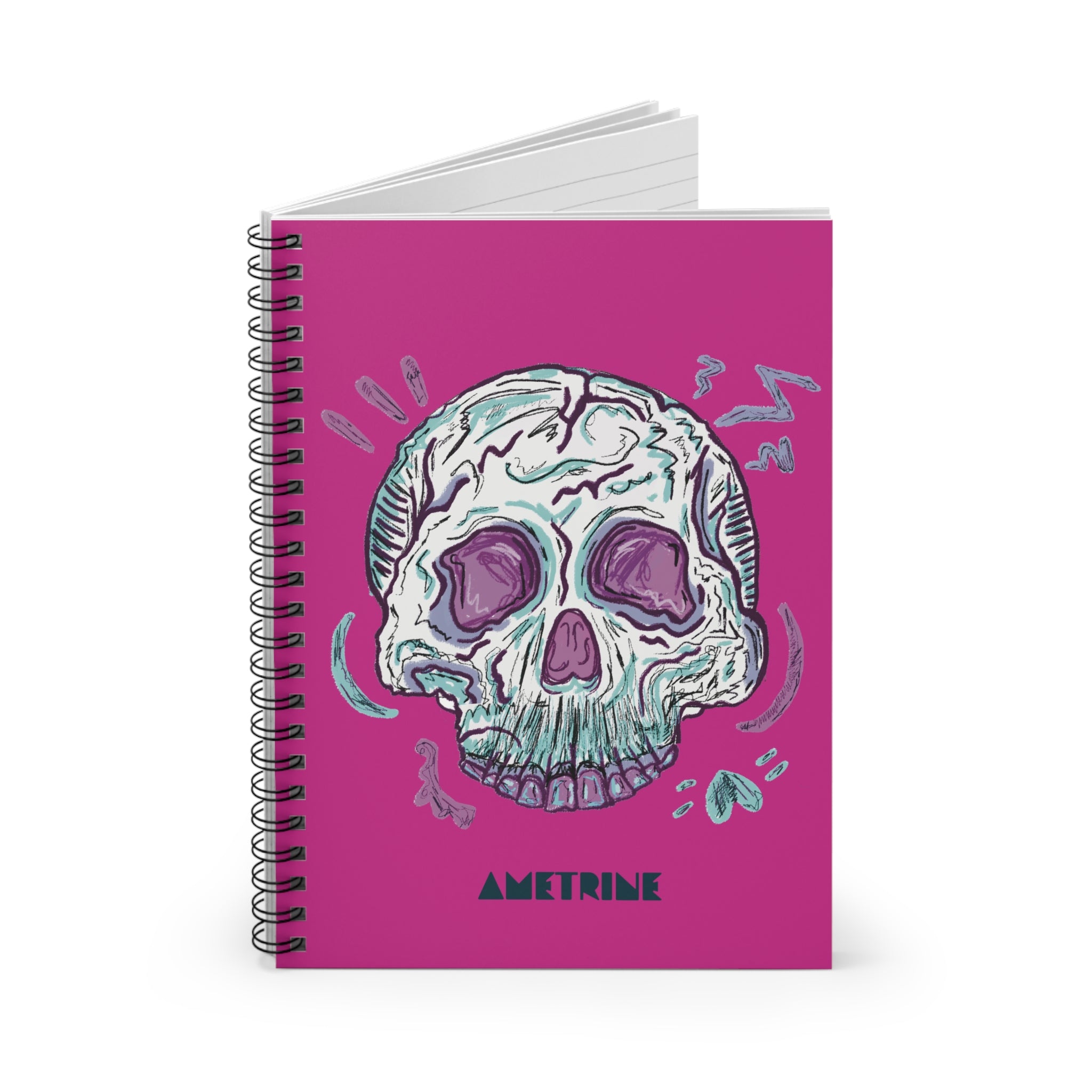 Skull Sketch Spiral Notebook — Ametrine Ruled Journal