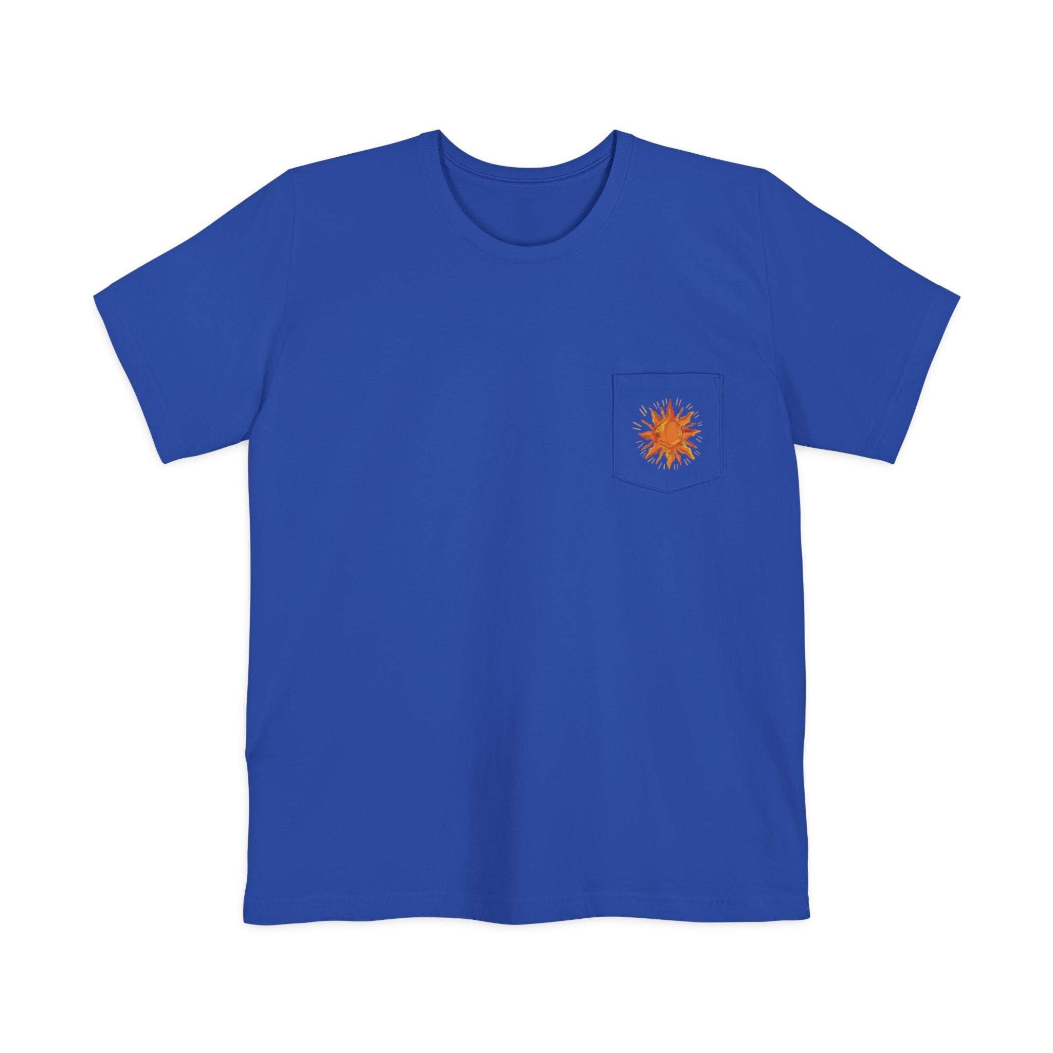 Sunburst Pocket T-Shirt — Retro Orange Sun Graphic Tee