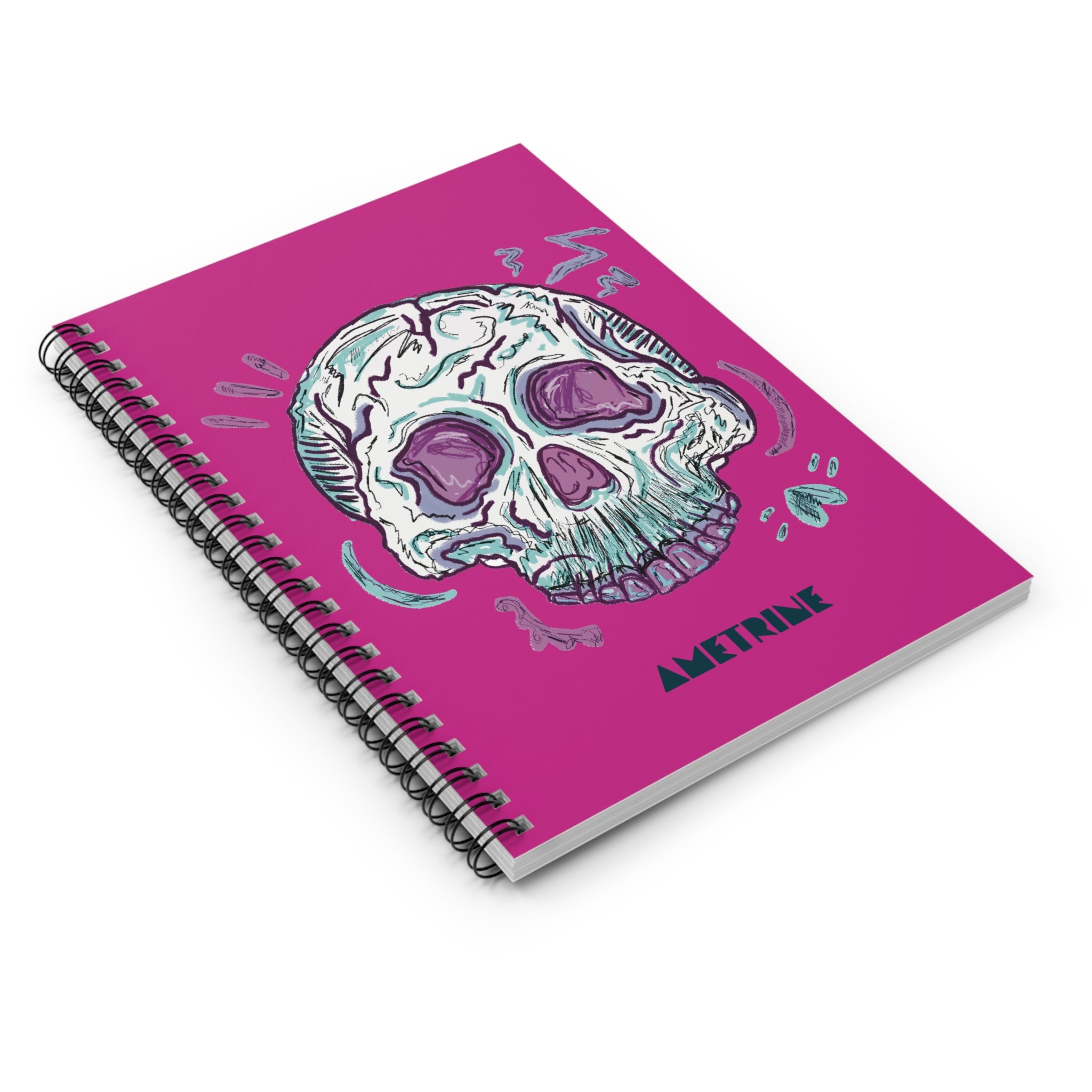 Skull Sketch Spiral Notebook — Ametrine Ruled Journal