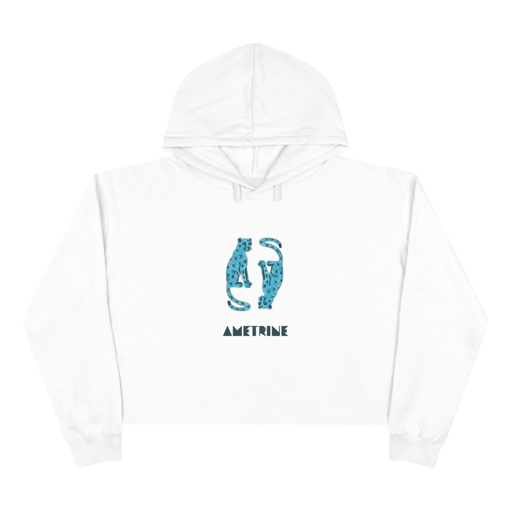 Cropped Hoodie — Blue Leopard Graphic "AMETRINE"