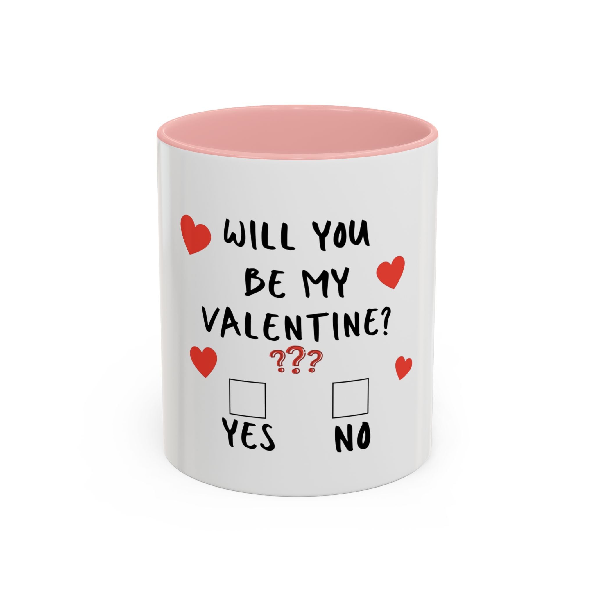 Will You Be My Valentine? Accent Coffee Mug — Cute Valentine's Day Proposal Mug (11/15oz)