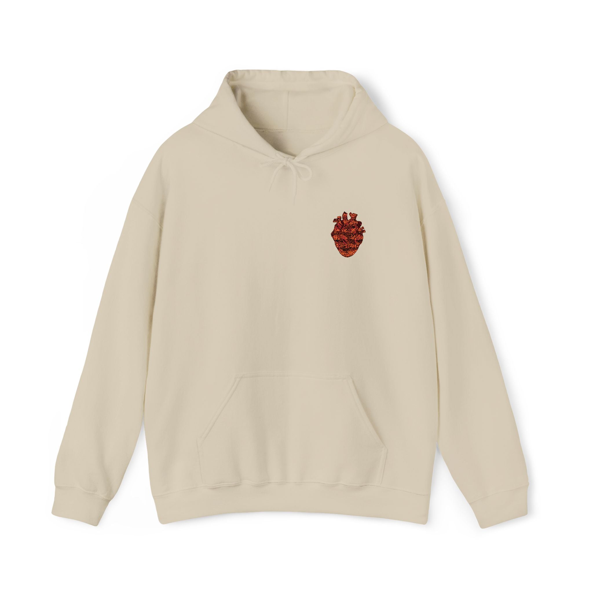 Embroidered Anatomical Heart Hoodie - Minimal Chest Patch Sweatshirt