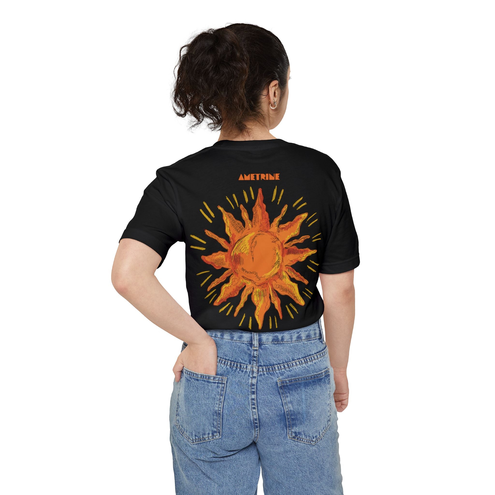 Sunburst Pocket T-Shirt — Retro Orange Sun Graphic Tee