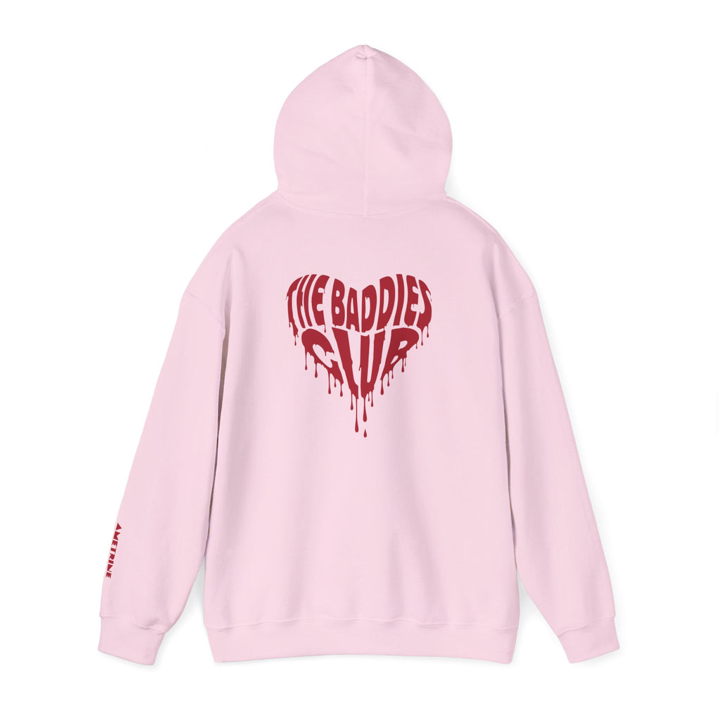 Hoodie — Dripping Heart "The Baddies Club" Graphic with Sleeve Text