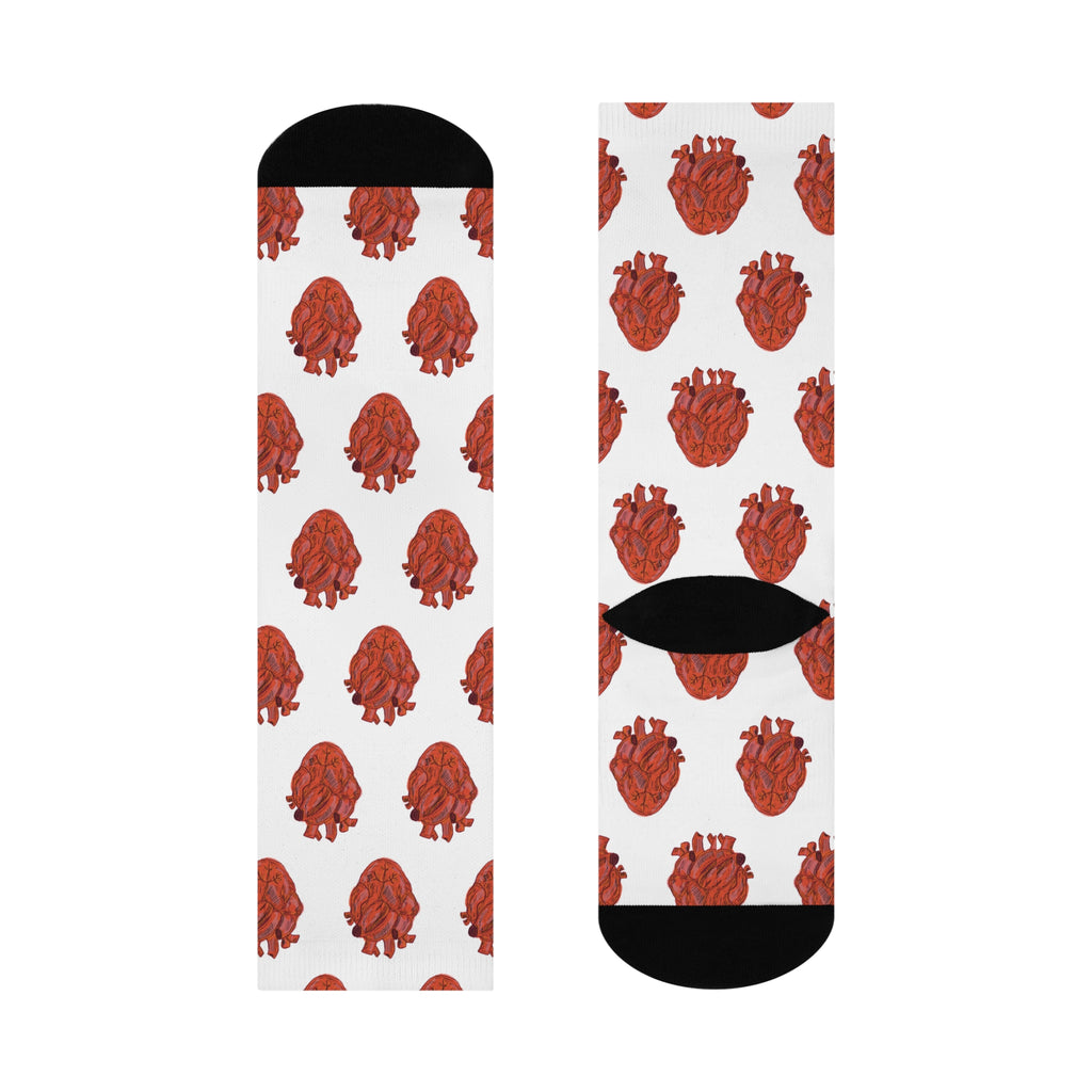 Anatomical Heart Crew Socks — Cushioned Graphic Socks for Medical Students & Heart Enthusiasts