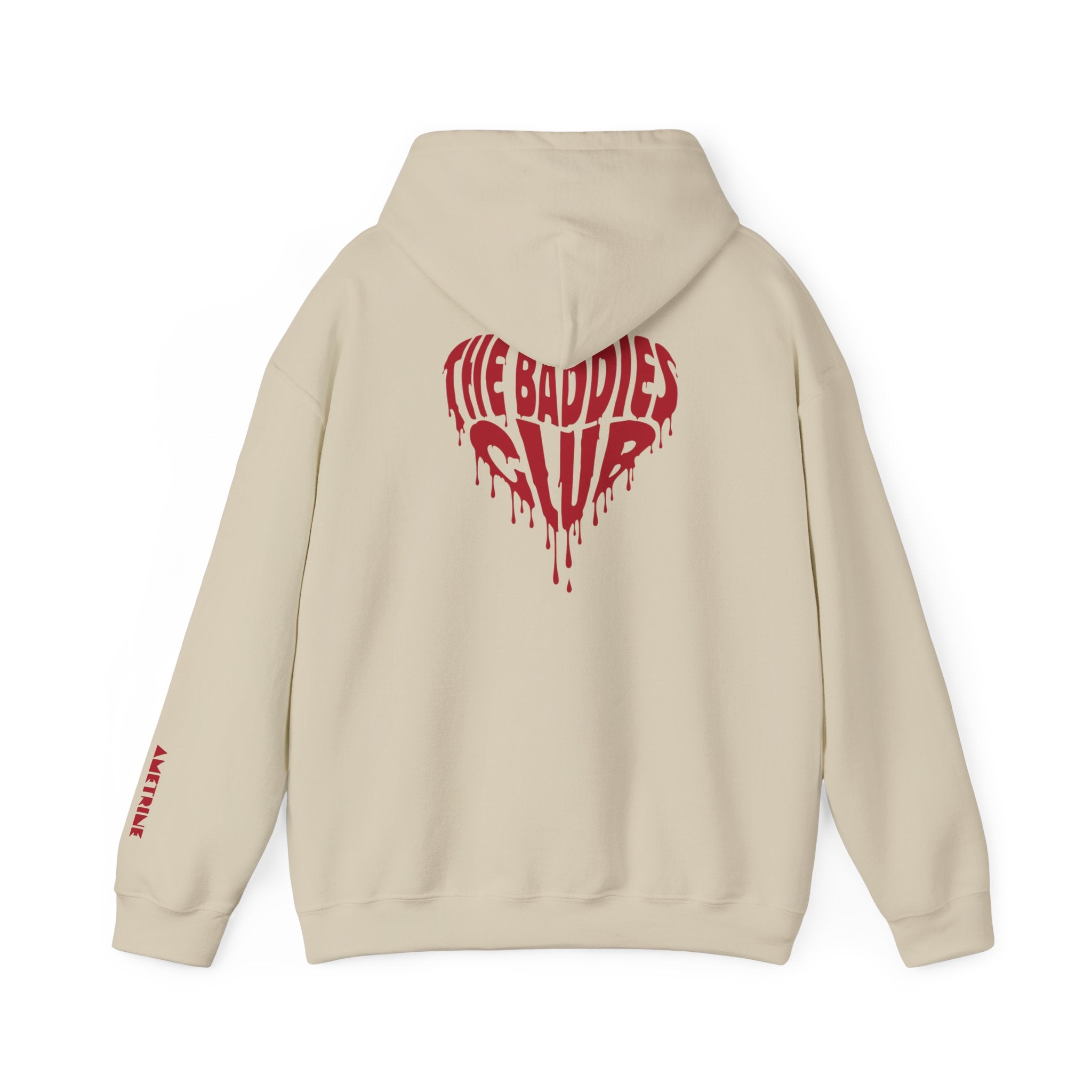 Hoodie — Dripping Heart "The Baddies Club" Graphic with Sleeve Text