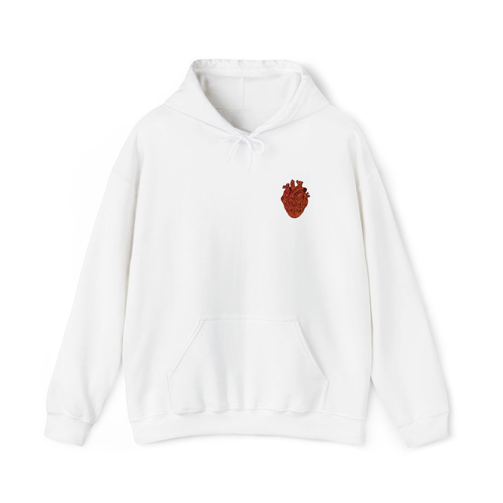 Embroidered Anatomical Heart Hoodie - Minimal Chest Patch Sweatshirt