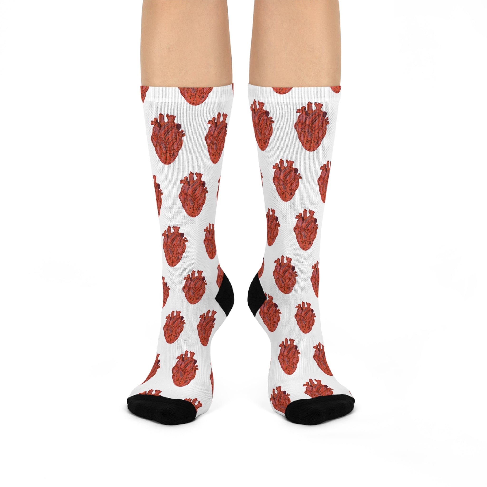 Anatomical Heart Crew Socks — Cushioned Graphic Socks for Medical Students & Heart Enthusiasts