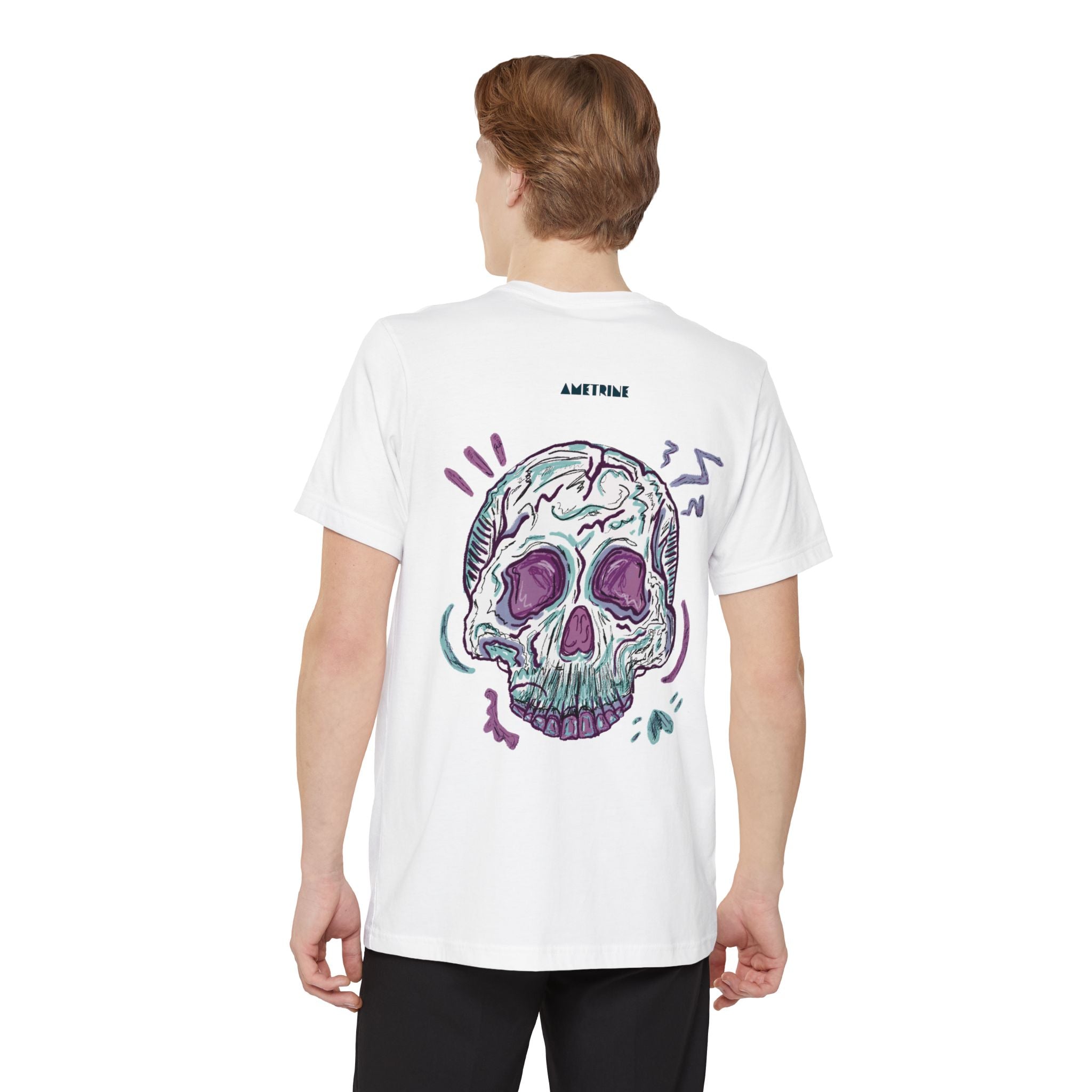 Sketched Neon Skull Pocket T‑Shirt — Gothic Streetwear Graphic Tee