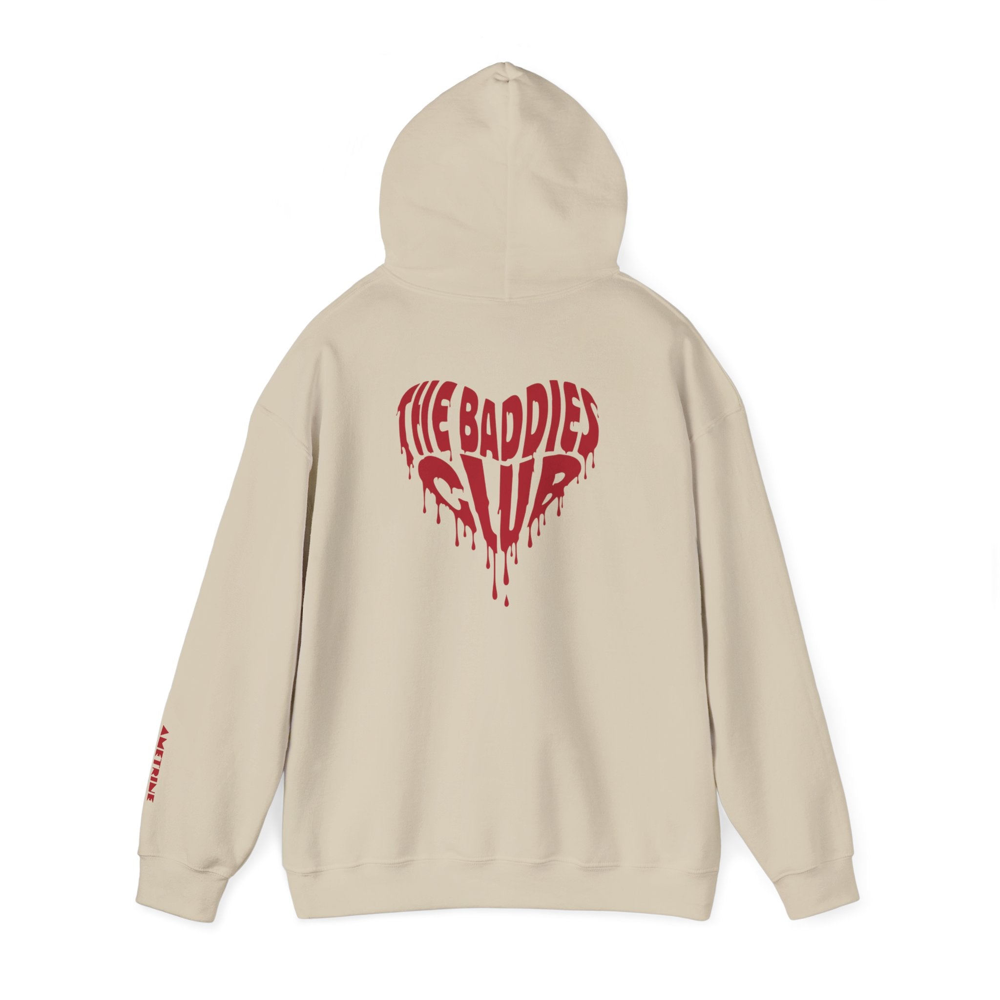 Hoodie — Dripping Heart "The Baddies Club" Graphic with Sleeve Text