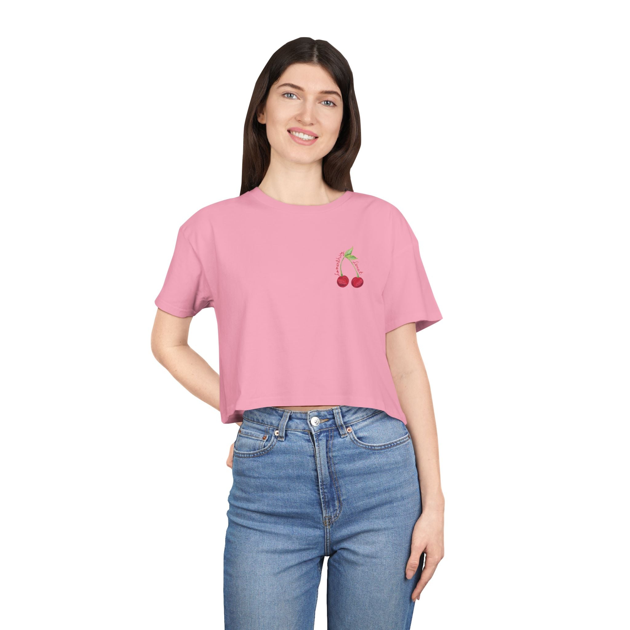 Cherry Embroidered T-shirt— Minimal Cute Fruit Graphic Top