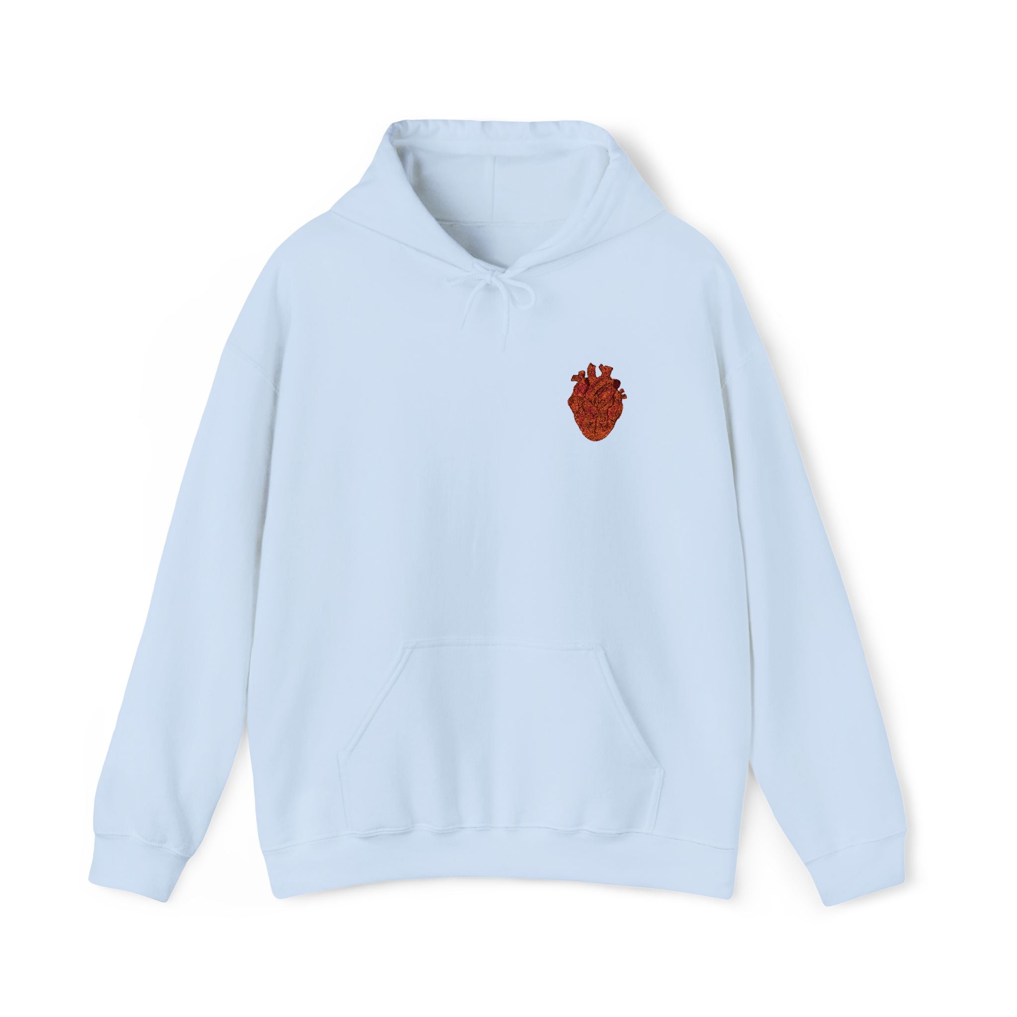 Embroidered Anatomical Heart Hoodie - Minimal Chest Patch Sweatshirt