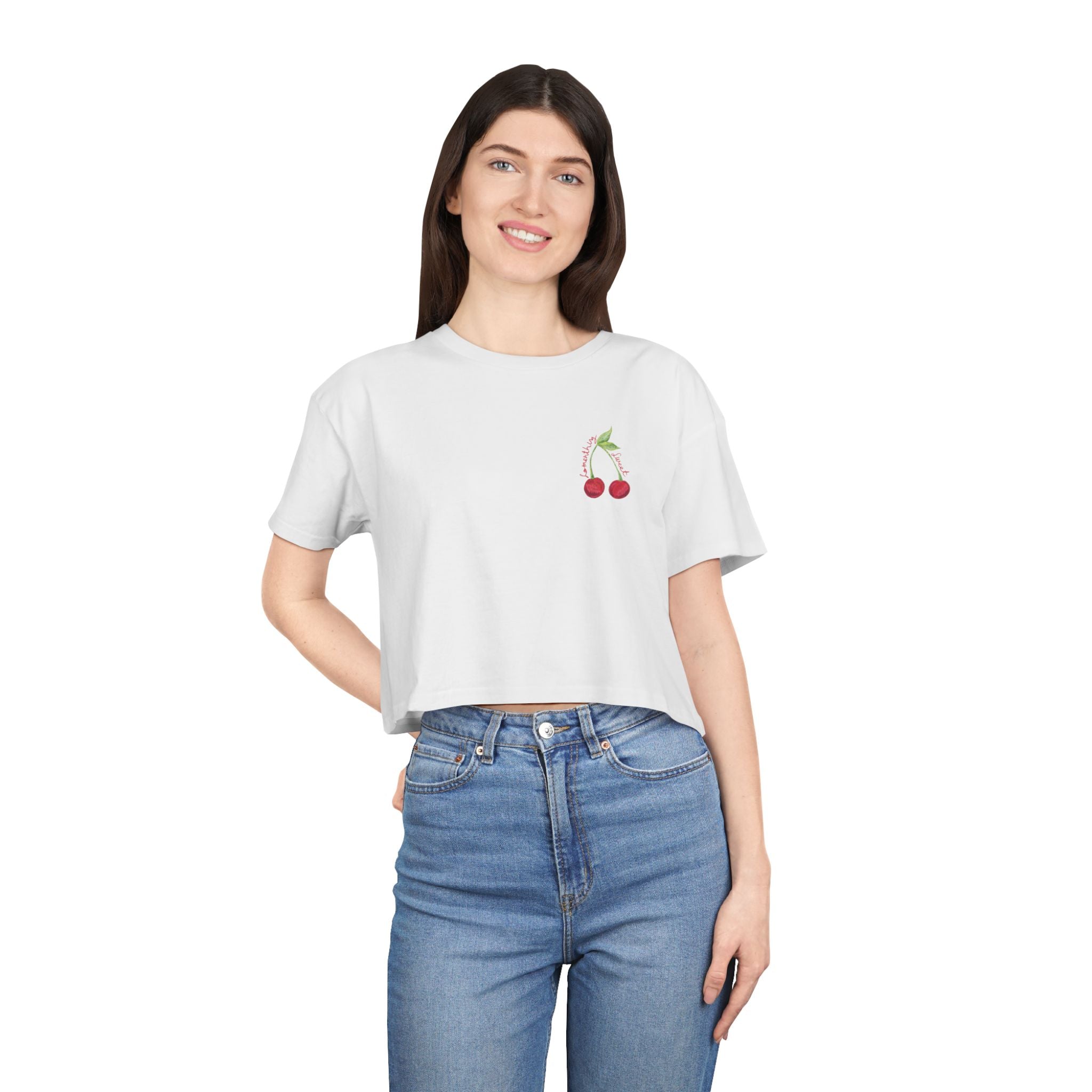 Cherry Embroidered T-shirt— Minimal Cute Fruit Graphic Top