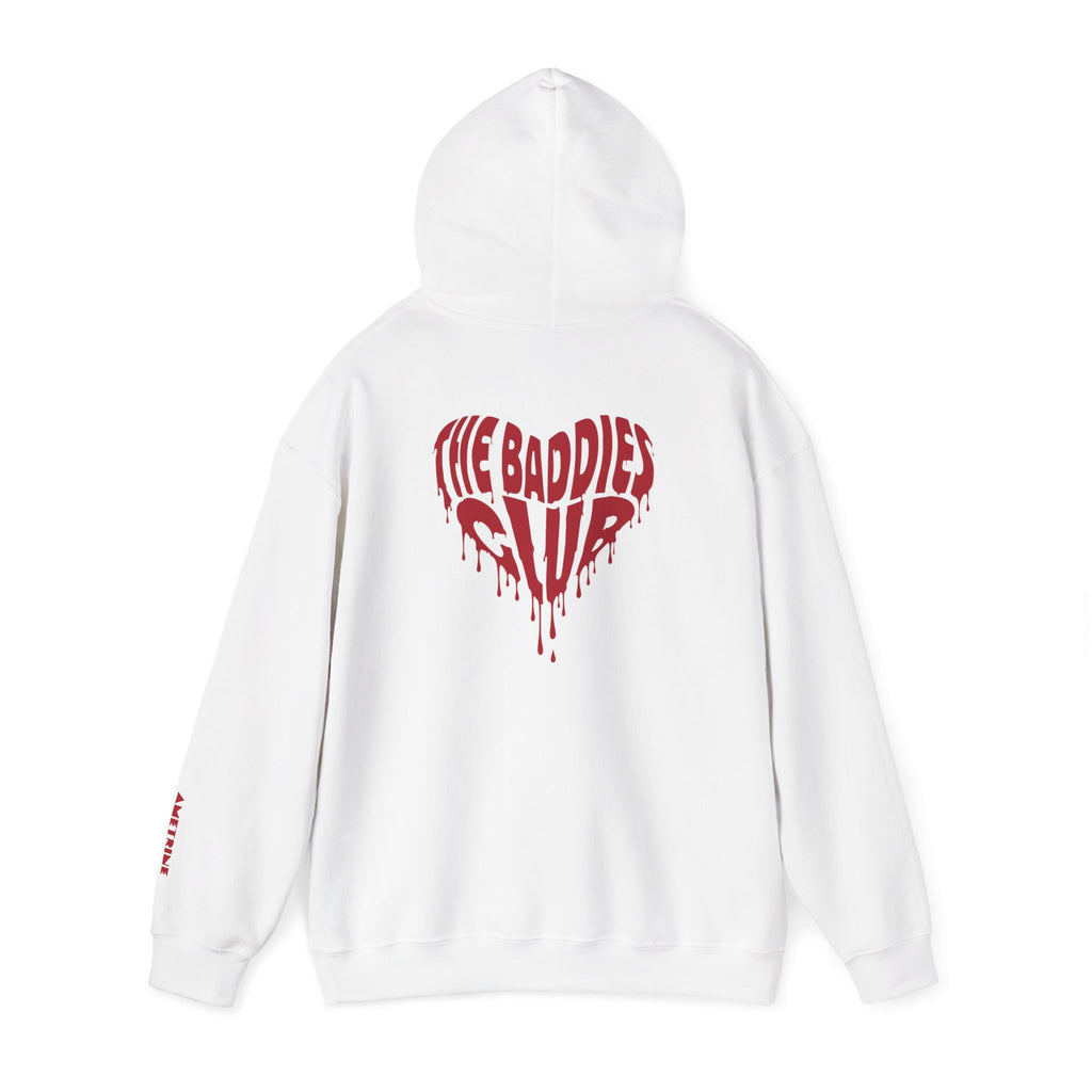 Hoodie — Dripping Heart "The Baddies Club" Graphic with Sleeve Text