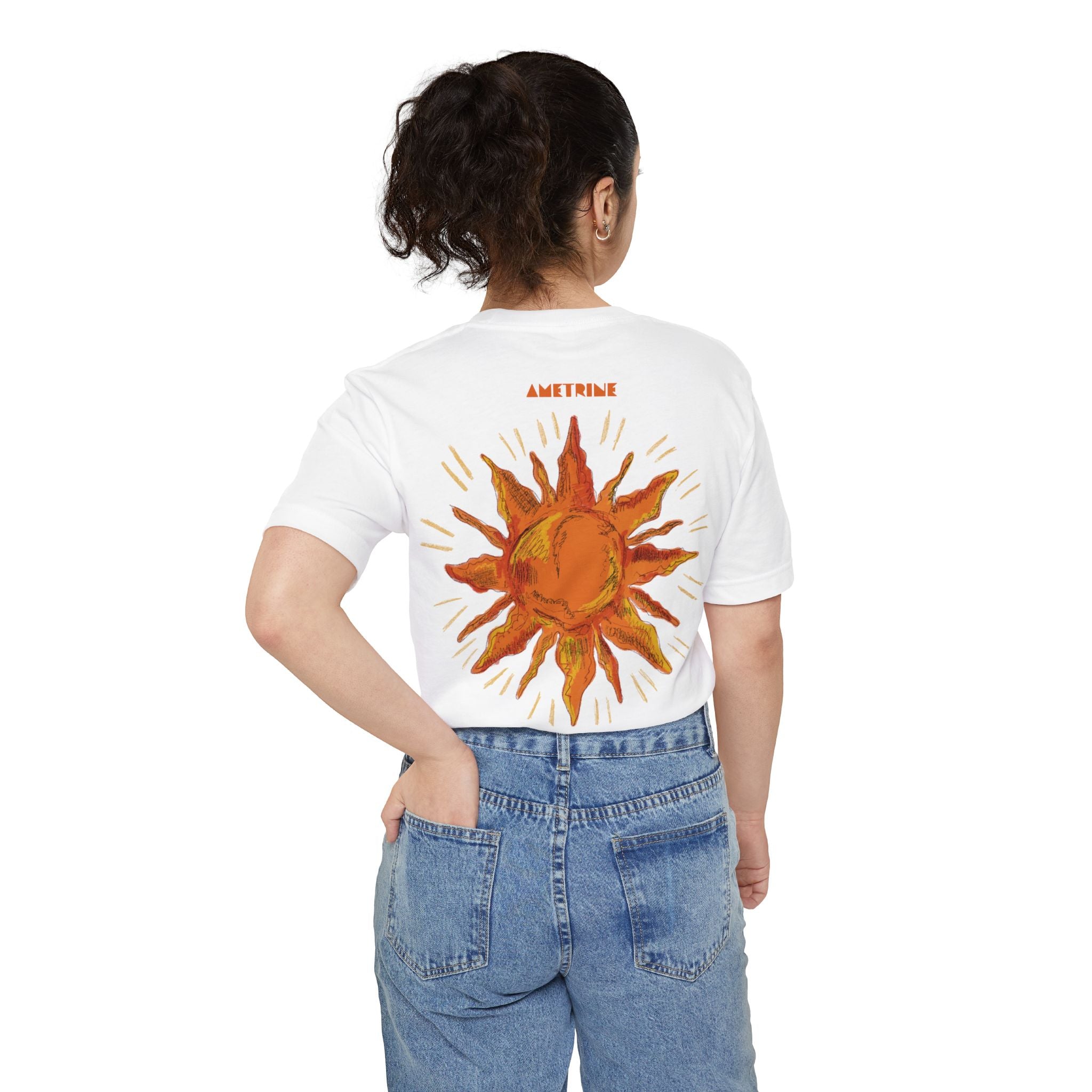 Sunburst Pocket T-Shirt — Retro Orange Sun Graphic Tee