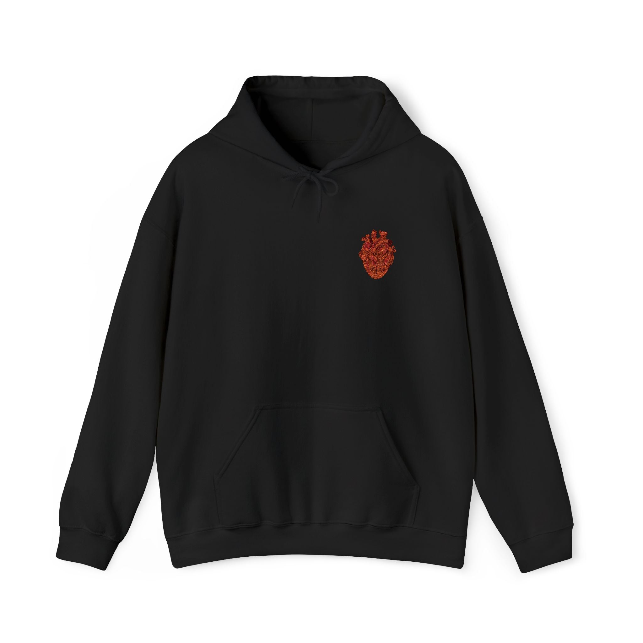 Embroidered Anatomical Heart Hoodie - Minimal Chest Patch Sweatshirt