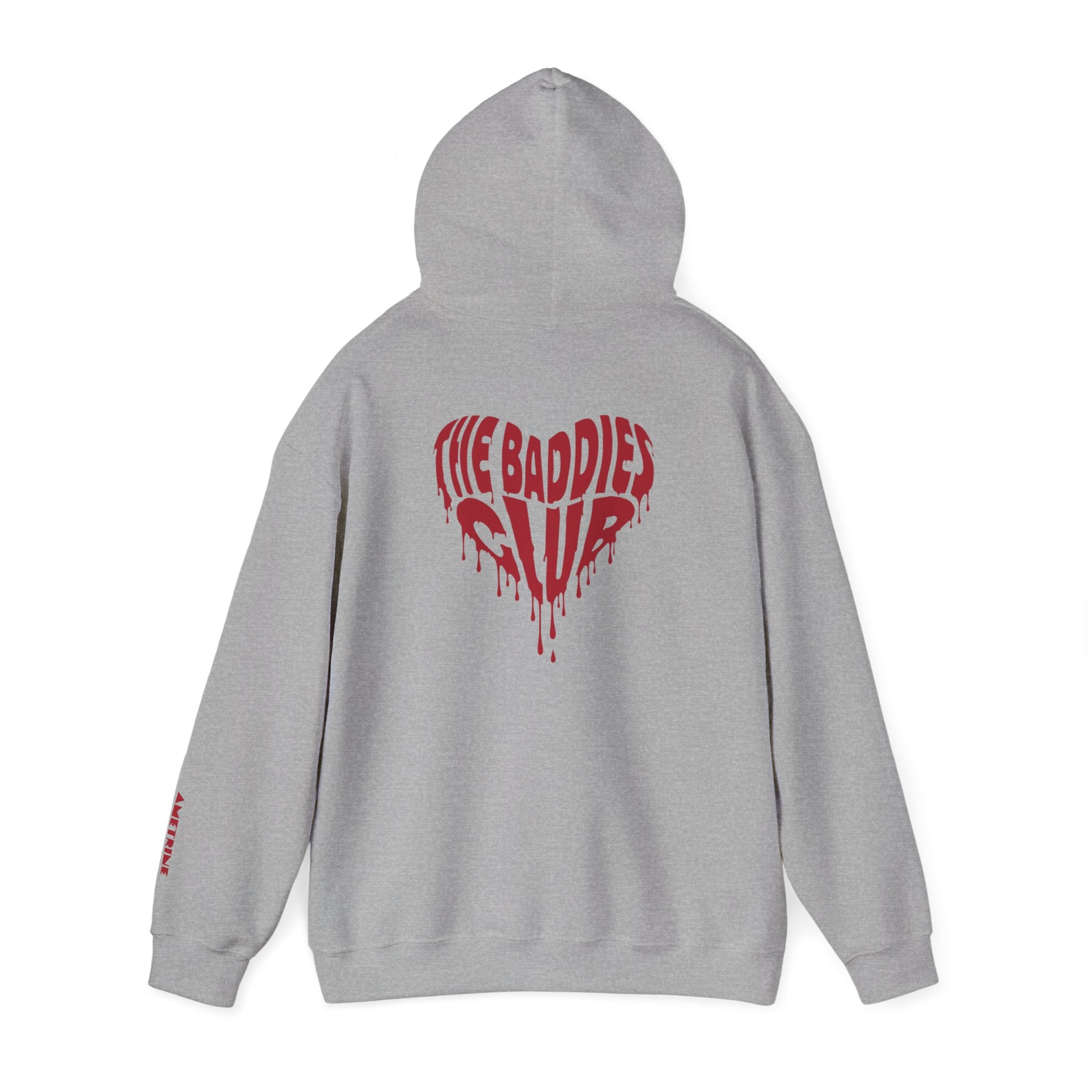 Hoodie — Dripping Heart "The Baddies Club" Graphic with Sleeve Text